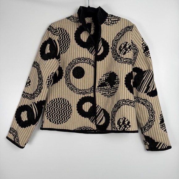 Handmade Jackets & Blazers - Vintage Womens Abstract Mixed Media Fine European Reversible Tapestry Jacket Med